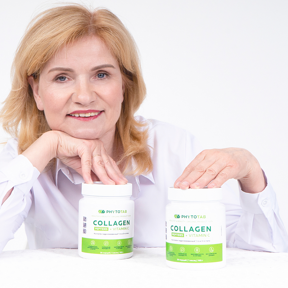 Коллаген говяжий, гидролизованный 1-го и 3-го типа, с витамином С и пептидами, 160 г.